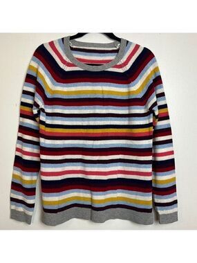 Clements Ribeiro Merino Wool Multicolored Rainbow Striped Crewneck Sweater
